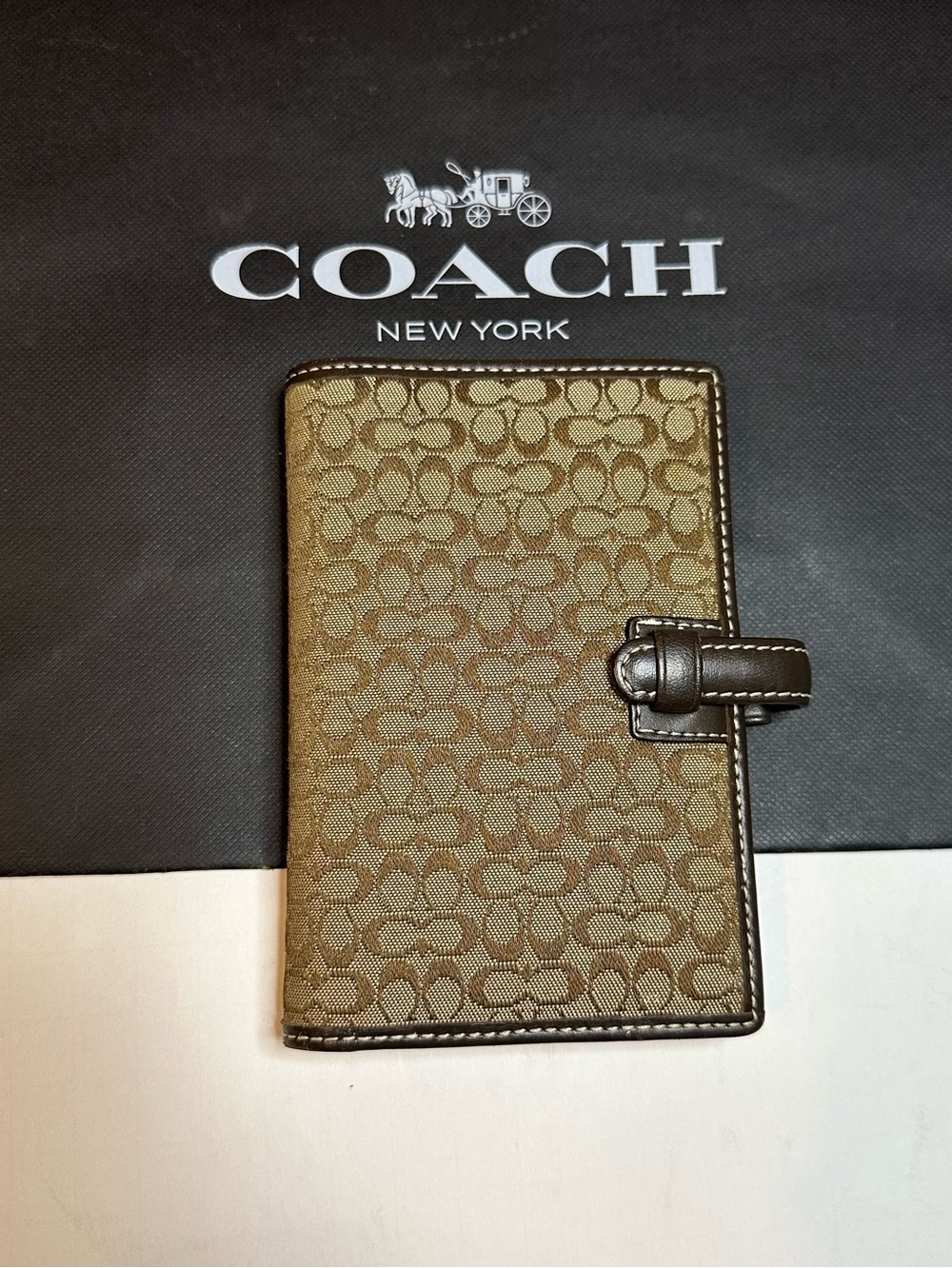 Coach Monogram Canvas Tab address book- Khaki/Brown